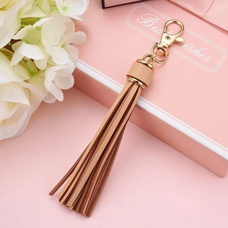 5 Pieces Fashion Tassel Pu Leather Women’S Keychain