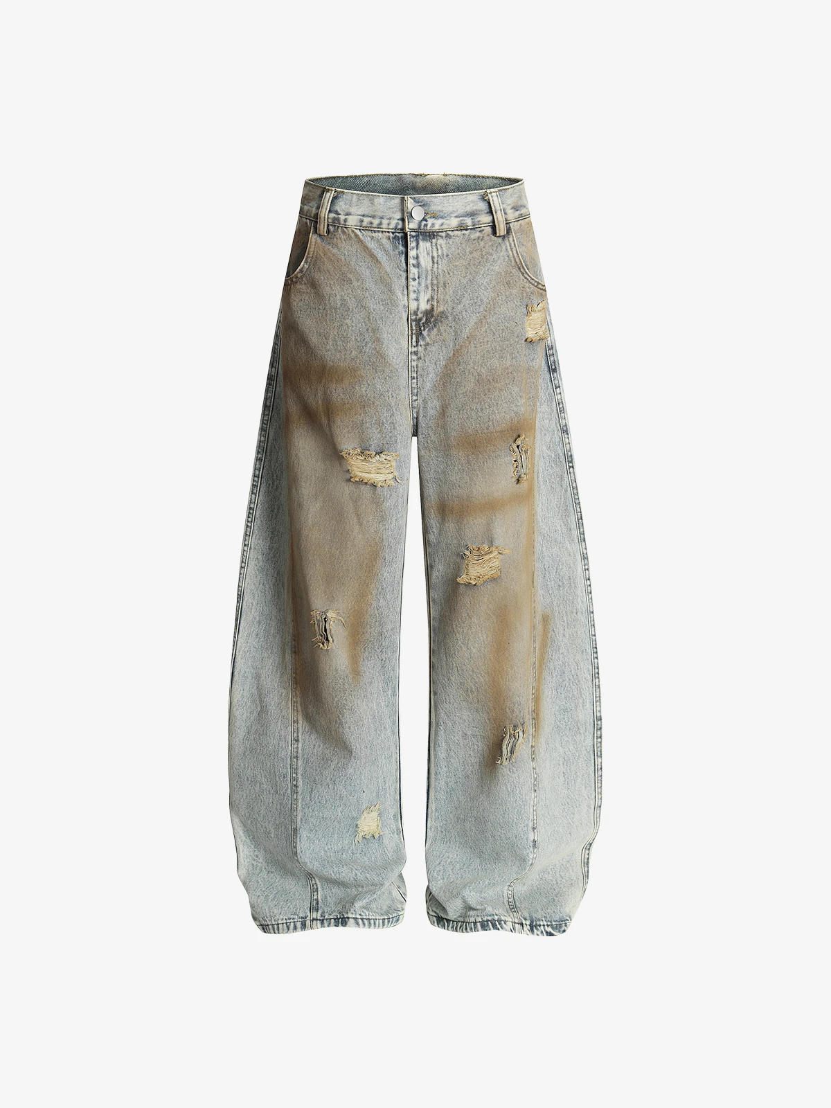 Blue Actchic Vintage Dirty Washed Distressed Jeans Front