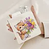 Diamond Painting Cat and Flower PU Storage Bag Coin Purse