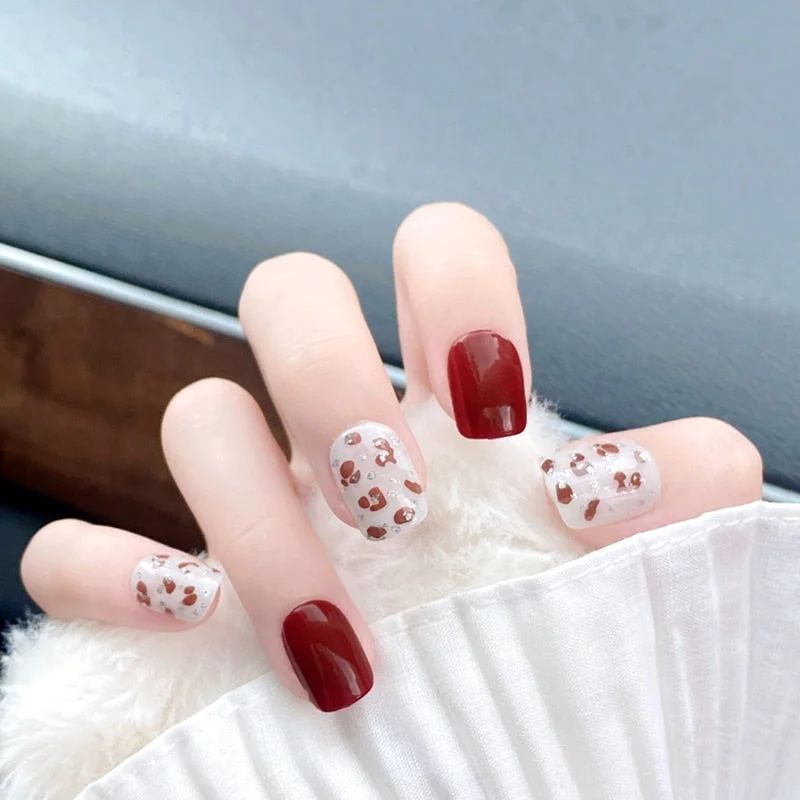 24pcs/set Press on Nail Tips Acrylic 10 Sizes Flower Design Fake Nails Art Full Cover French False Nail Art Tips Artifical Nails-Nail Inspo