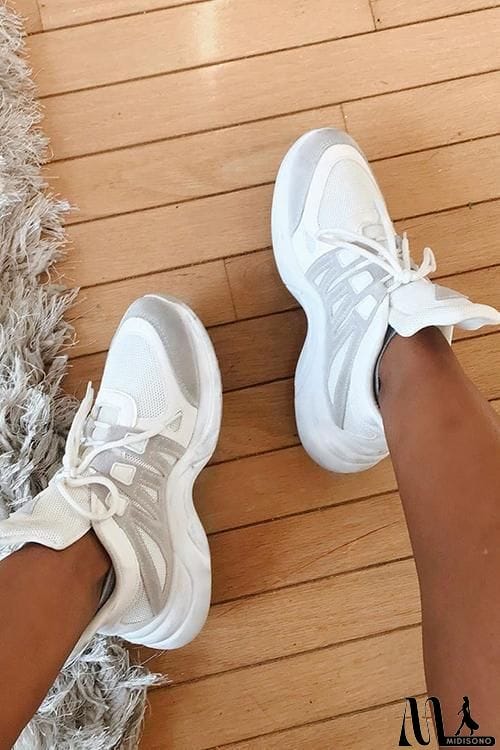 MidiSono - Chunky Mesh Two Tone Lace Up Sneakers