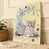 DIY Pearl Painting Cat for Home Wall Decor with Frame(40*30cm)