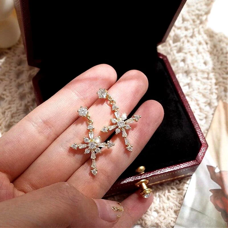 Crystal Cross Pendant Earrings