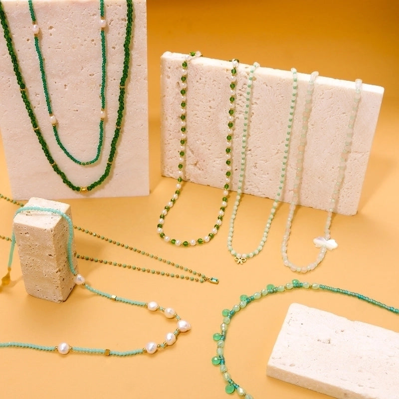 Casual Minimalist Geometric Natural Stone Titanium Steel Necklace In Bulk