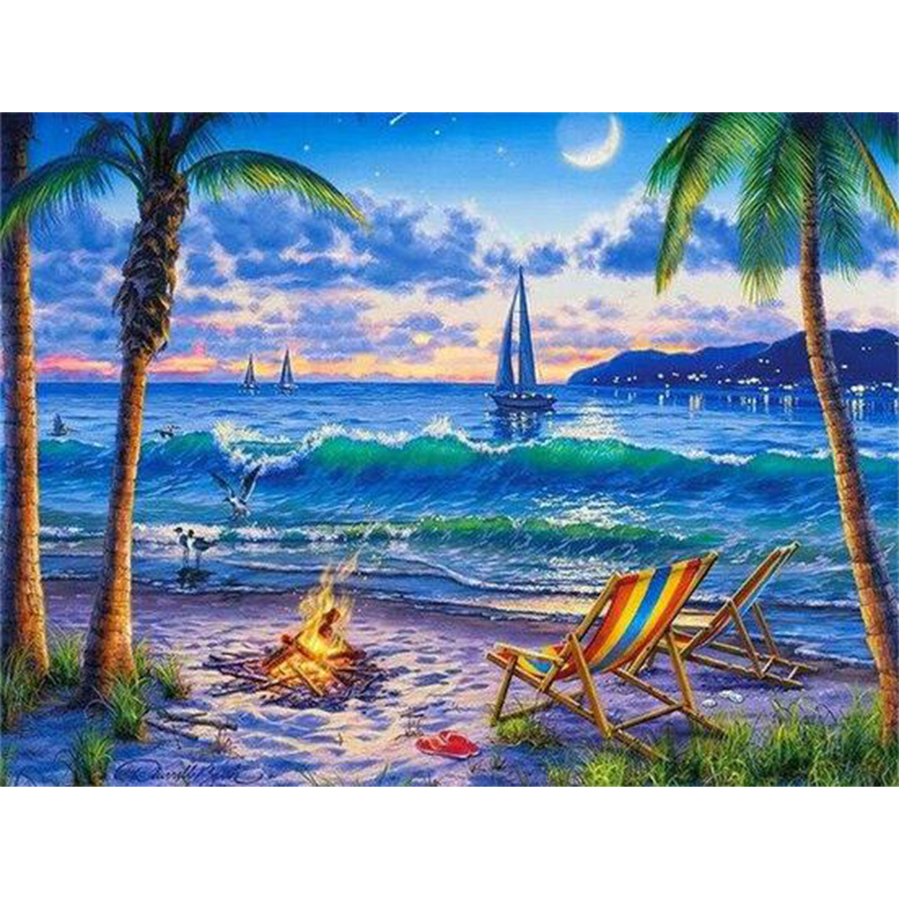 

50*40CM - Paint By Numbers - Moon Beach, 501 Original