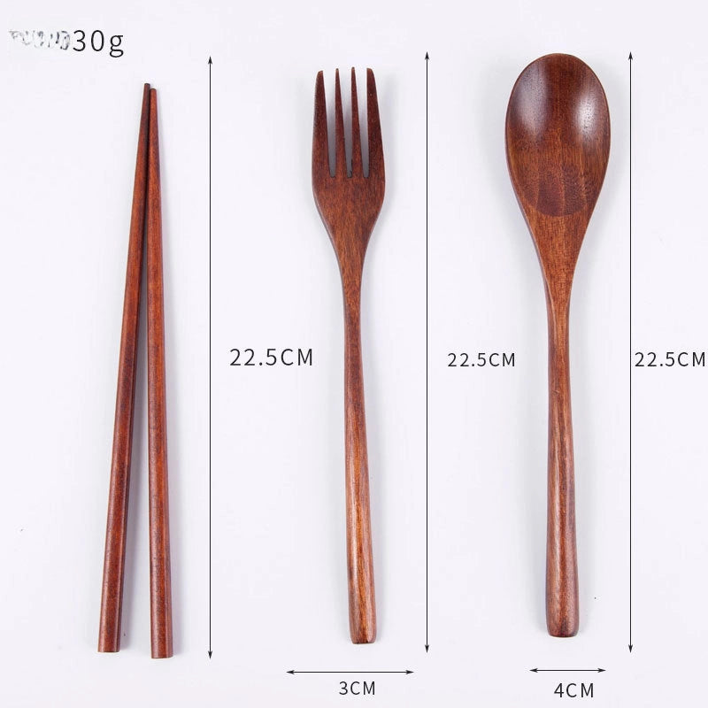 Creative Japanese Tableware Set Phoebe Chopsticks Knife, Fork And Spoon Four-piece Set Wooden Simple Chopsticks And Spoon Set