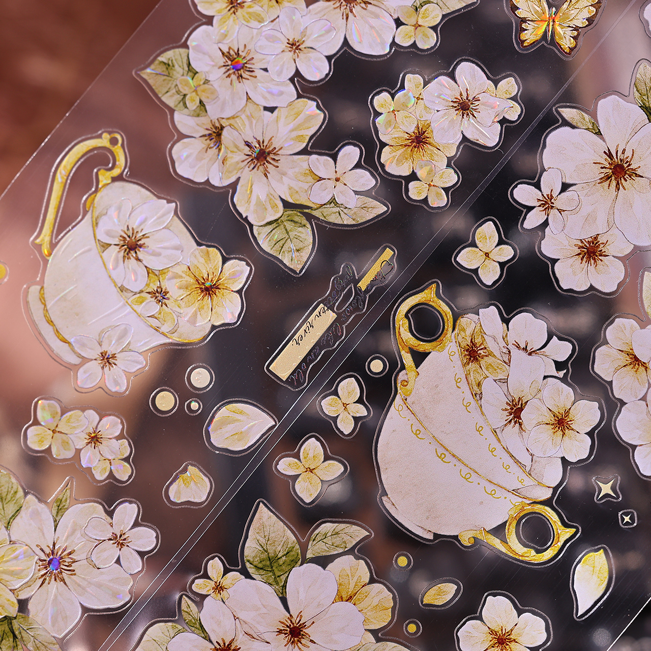 PET 테이프 - 65mm*6m 빈티지 꽃 티컵 찻주전자