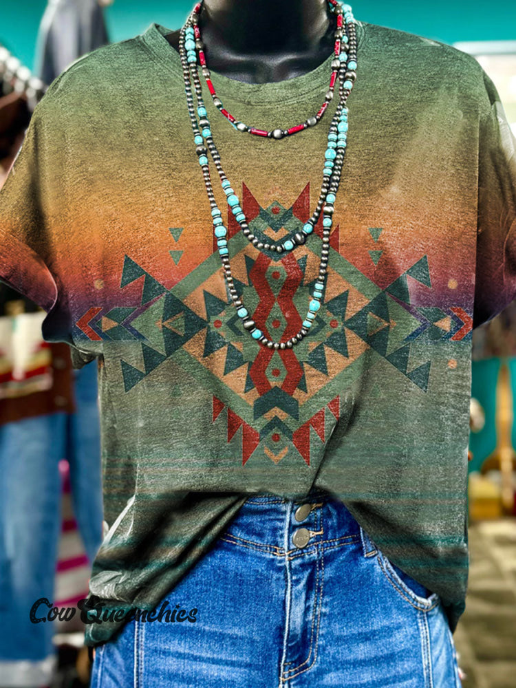 Vintage Aztec Print Casual Shirt T-shirt / S