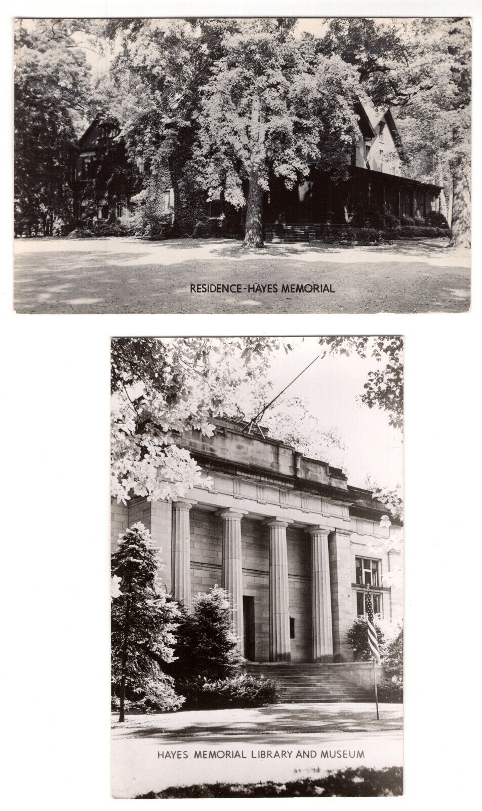 President Hayes Memorial Residence Library Lot of 2 Real Photo Poster painting RPPC Postcard