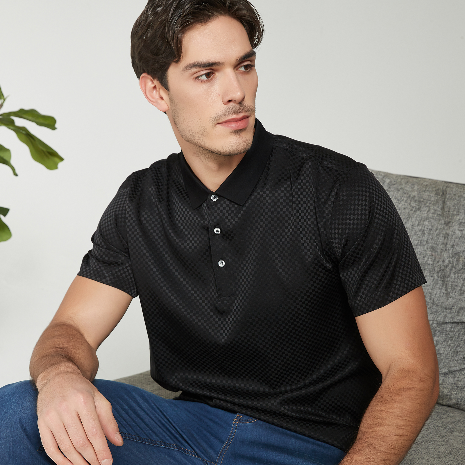 No-Iron Wrinkle-Free Men's Silk Polo Shirt Points Style REAL SILK LIFE