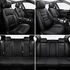 MINGBRON Black Car Seat Cover with Lumbar Support, Car Seat Protector Waterproof, Nappa Leather Car Seat Cushion, Car Seat Covers Front Seats and Back Fit for Most Cars