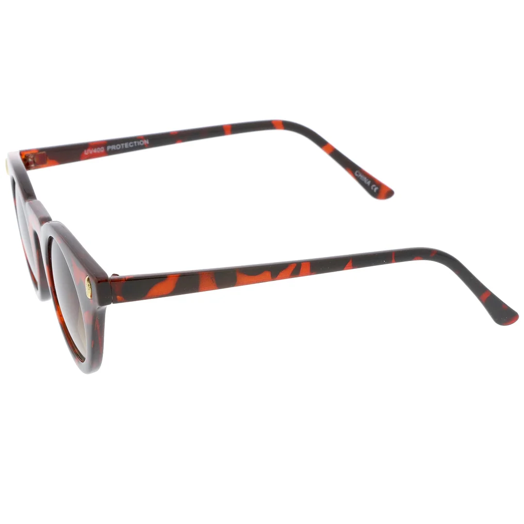 Women's Small Slim Temple Flat Round Lens Cat Eye glasses 39mm