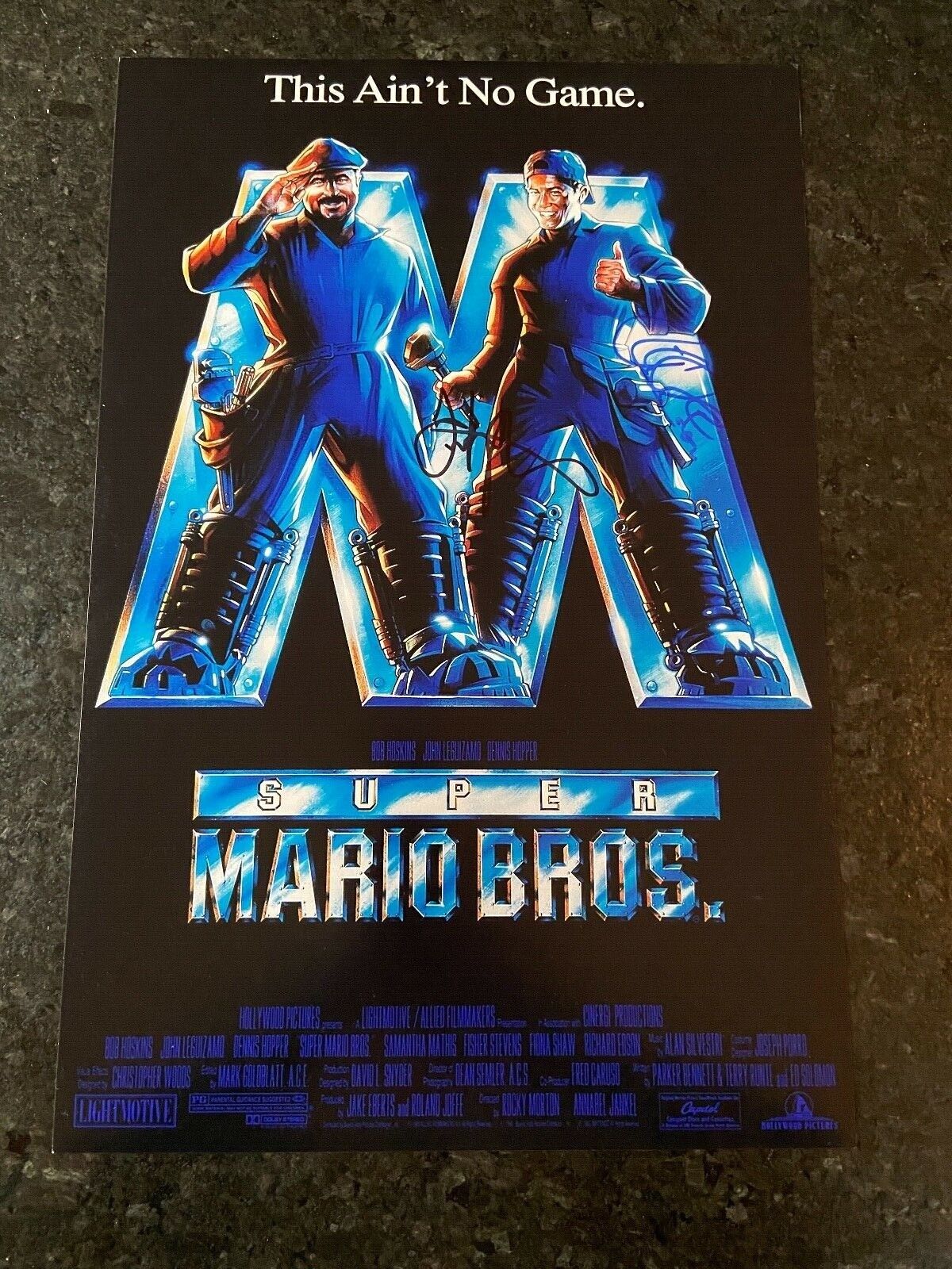 * RICHARD EDSON & FISHER STEVENS * signed 12x18 poster * SUPER MARIO BROS * 1