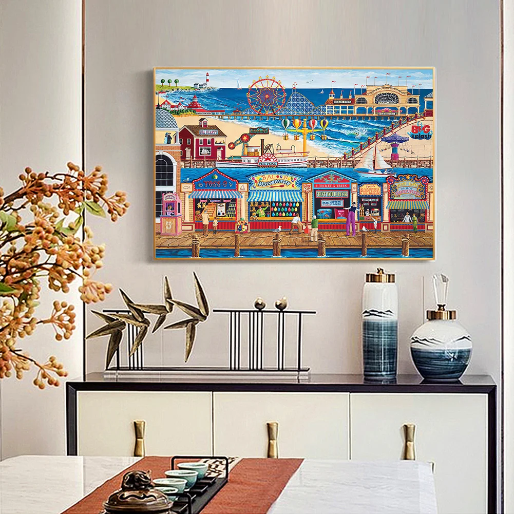 5D DIY Full Round Drill Diamond Painting Beach Paradise Rhinestone Artwork