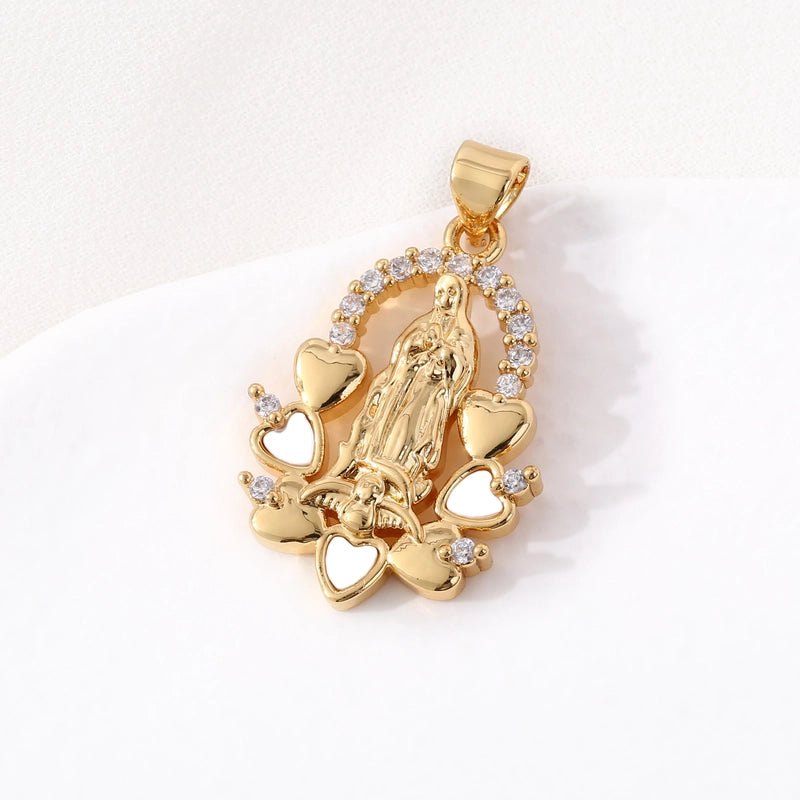 1 Piece 18*25mm 21 * 24mm 23*26mm Copper Geometric Virgin Mary Pendant Jewelry Accessories