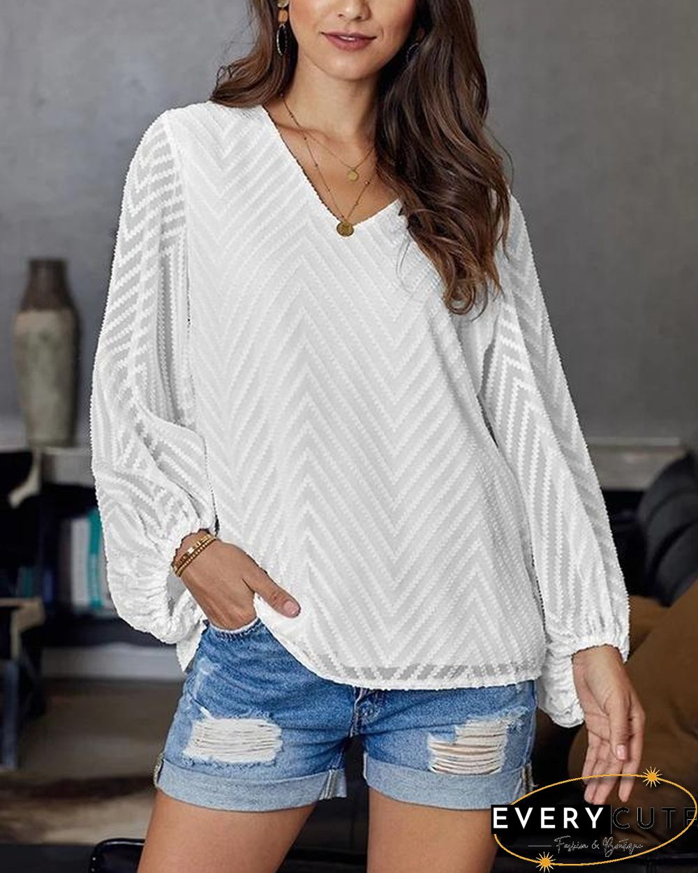 Women Chiffon Balloon Sleeve Tops