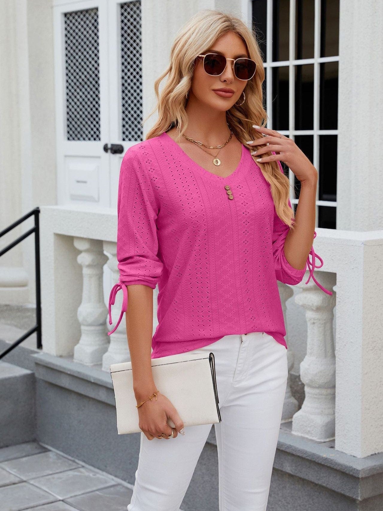 Grey Ribbed Knit Top with Short Sleeves