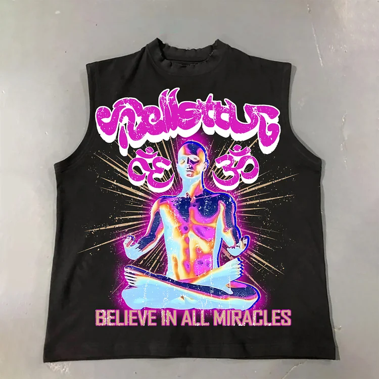 Casual Hellstar Mummy Yoga Print Cotton Tank Top