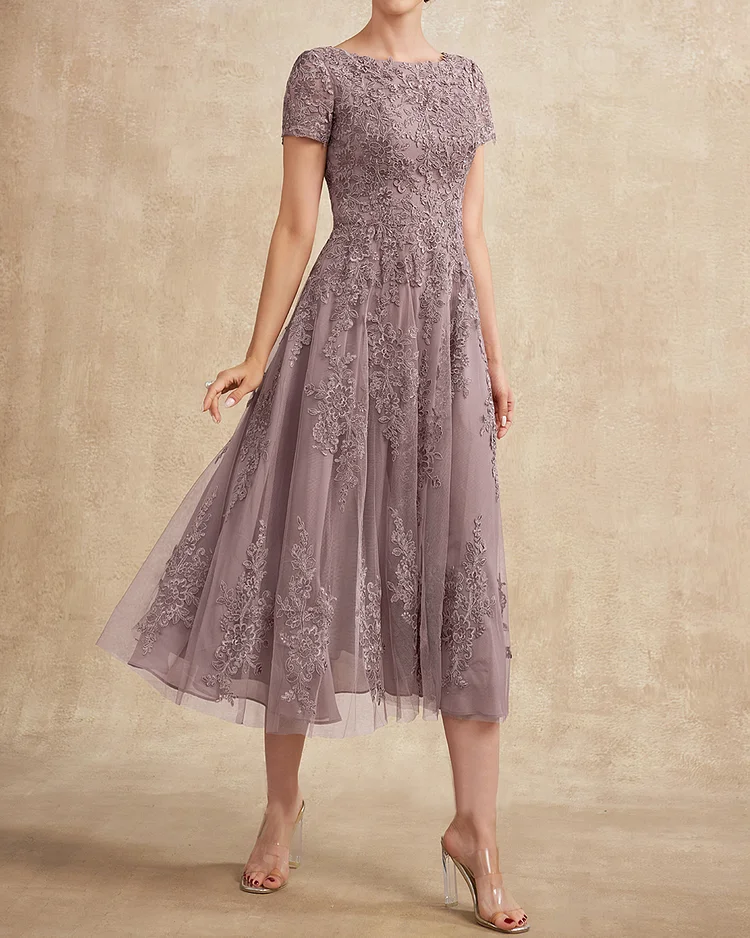 Fashion Elegant Lace Embroidered Dress - 01