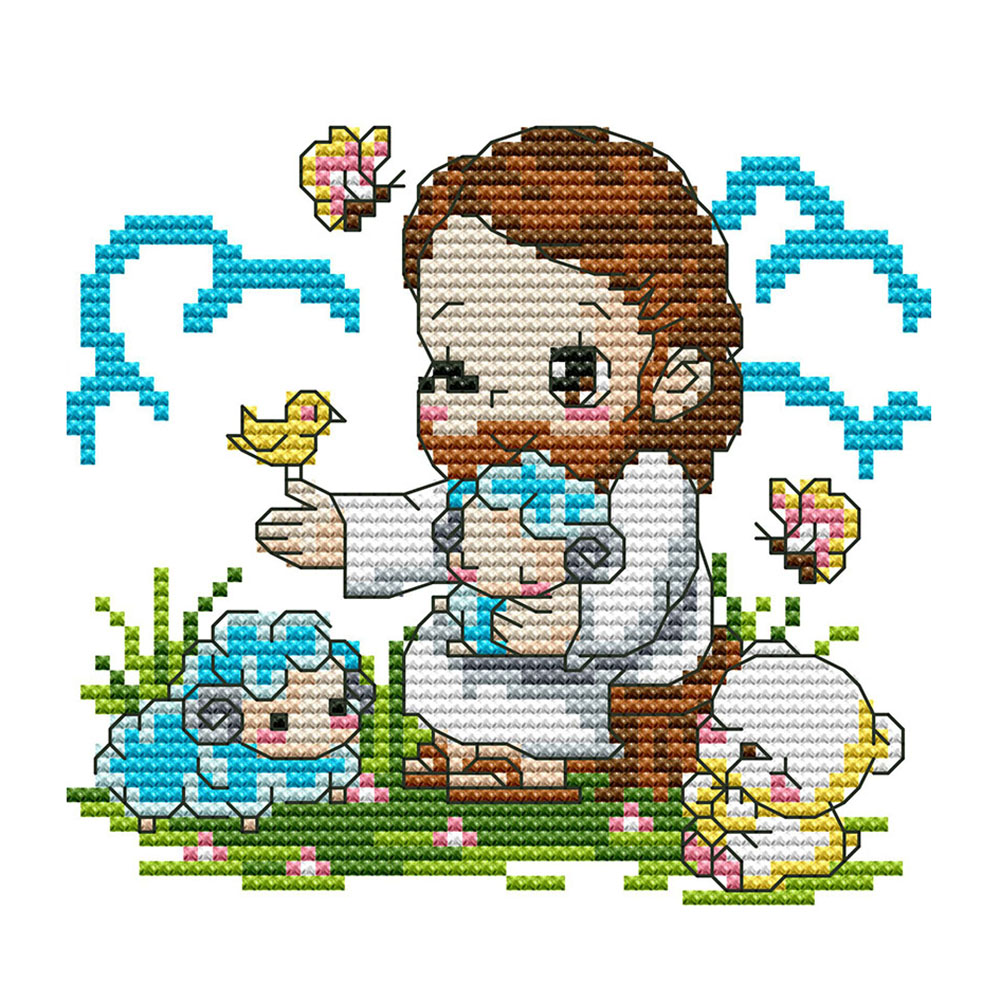 

Jesus - 14CT Stamped Cross Stitch - 16*15CM, 501 Original