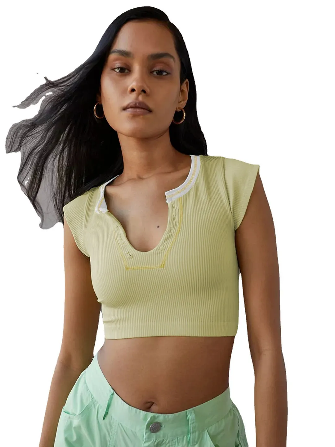 Uveng Slim-fit Ultra-short Sexy Hot Thread Blouses