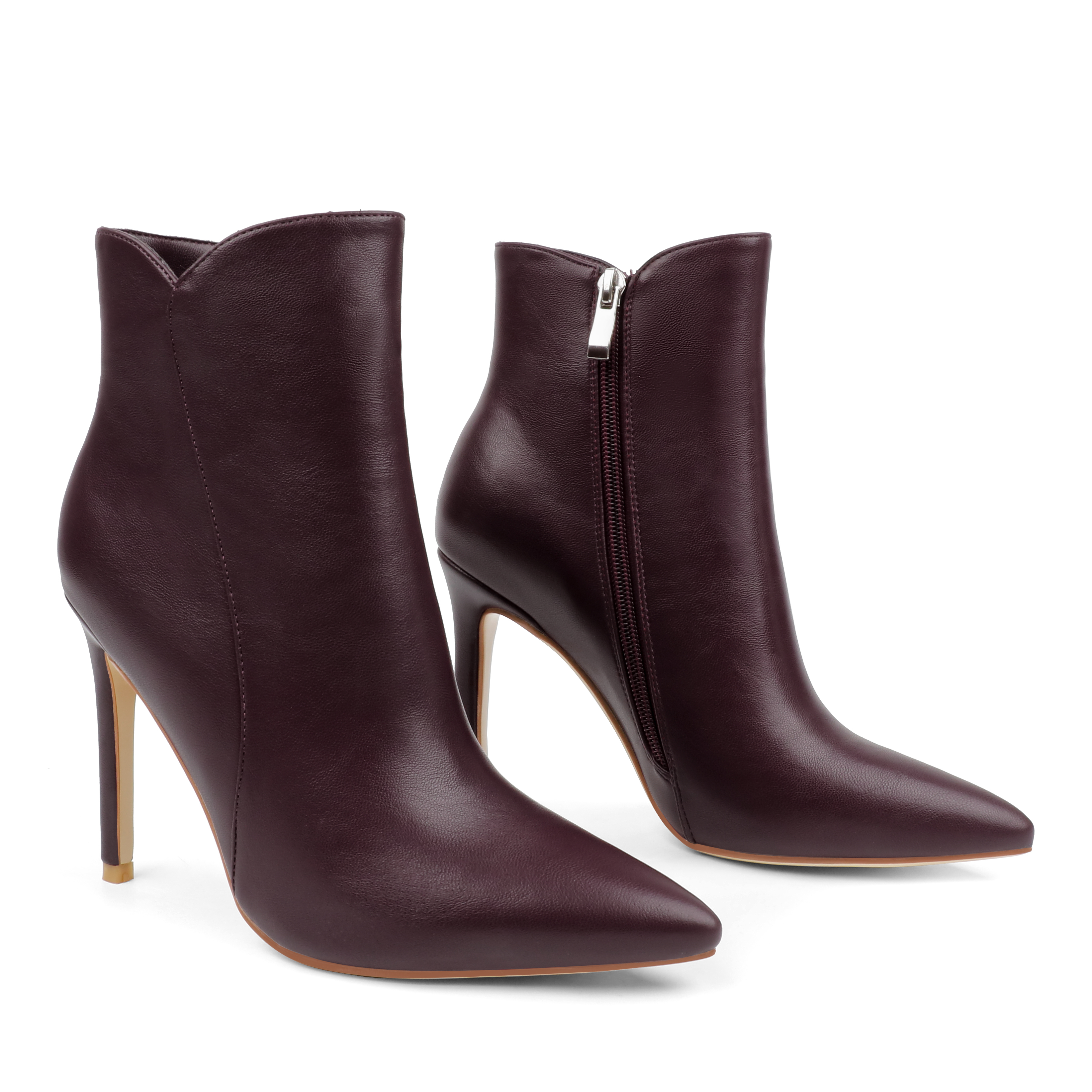 100mm Women's High Heels Pointed Toe Zipper Boots-MERUMOTE