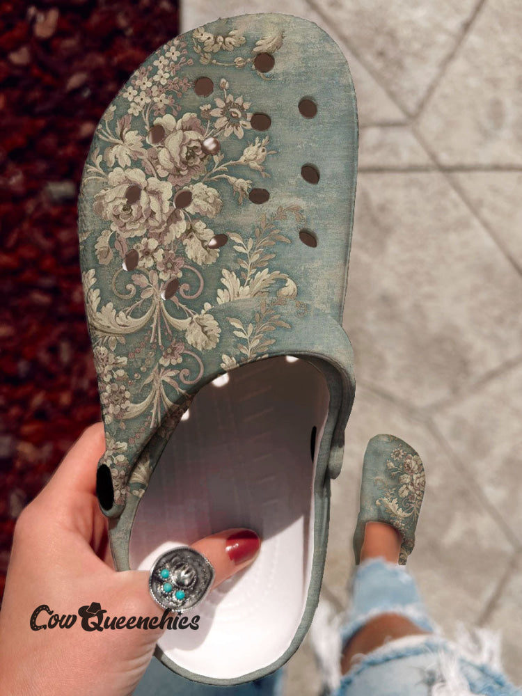 Vintage Art Print Casual Hole Slippers Multicolor / 36