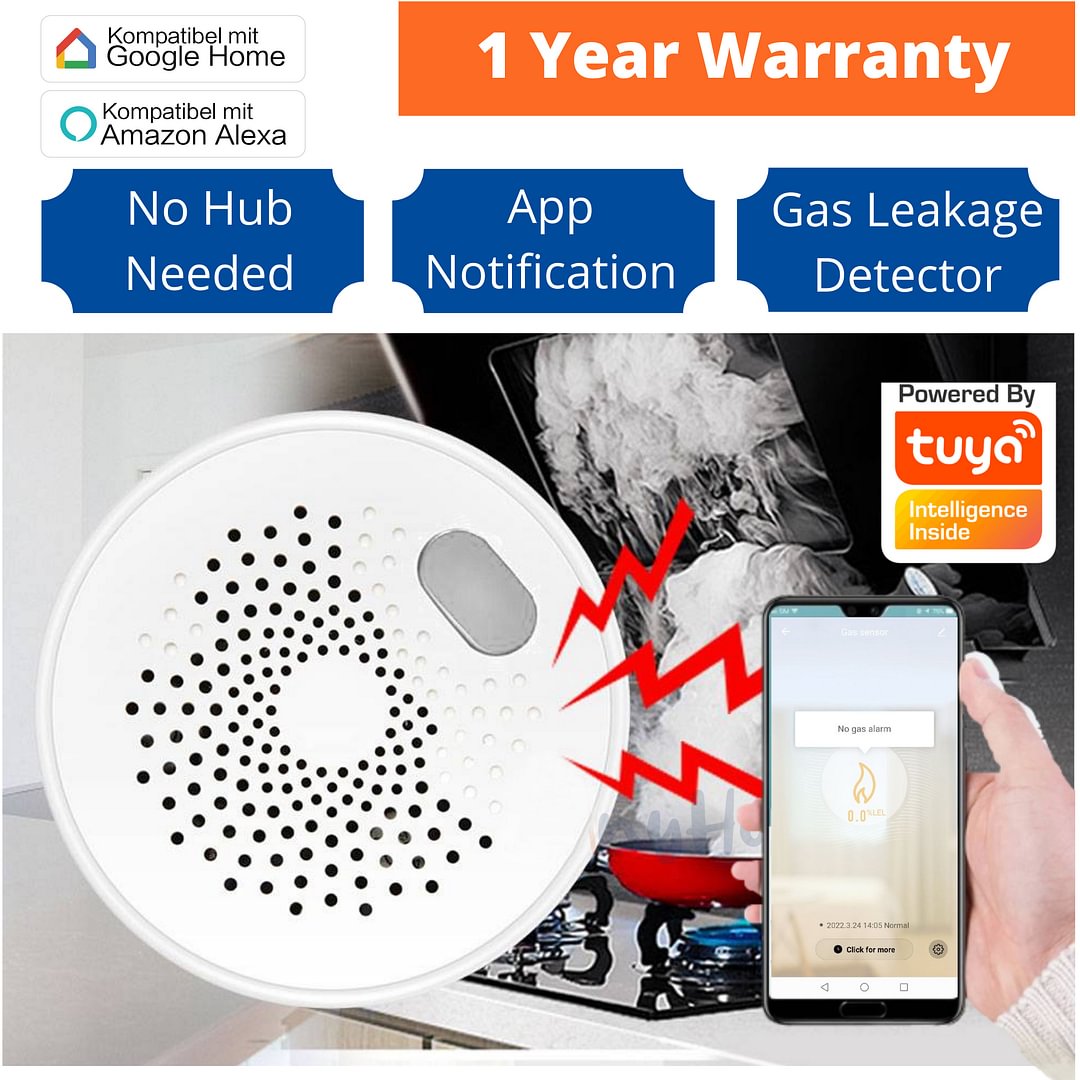 Zigbee/WIFI Gasdetektor brennbarer Haushalt Smart Gas Alarm Sensor Wifi Home Alarm System Tuya Smart / Smart Life APP WiFi Combustible Gas Alarm RQ400A Deutsche Aktionsprodukte Full Strike Gmbh