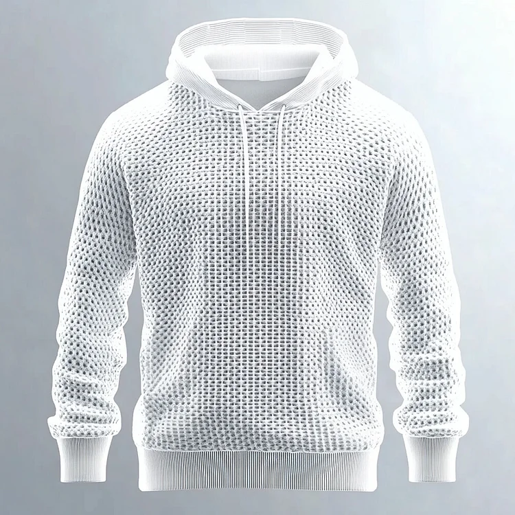 Men's Knit Hollow Out Long Sleeve Drawstring Hoodie
