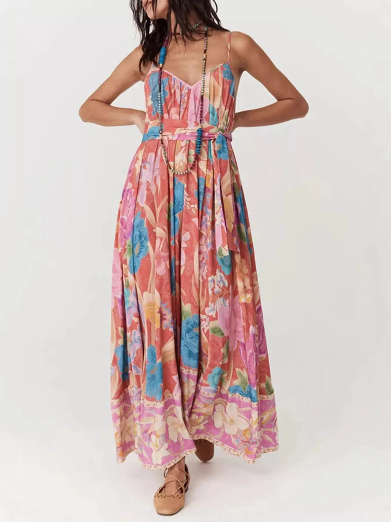 Floral Print Spaghetti Strap Maxi Dress mysite idetrend