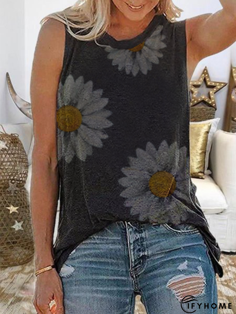 Floral Cotton Casual Tank Top | IFYHOME