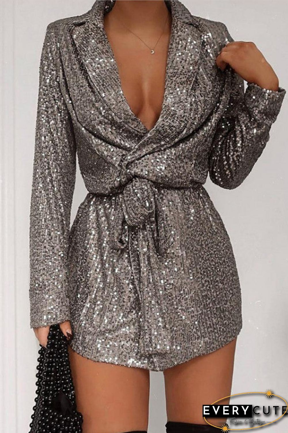 Long Sleeves Sequins Party Dress