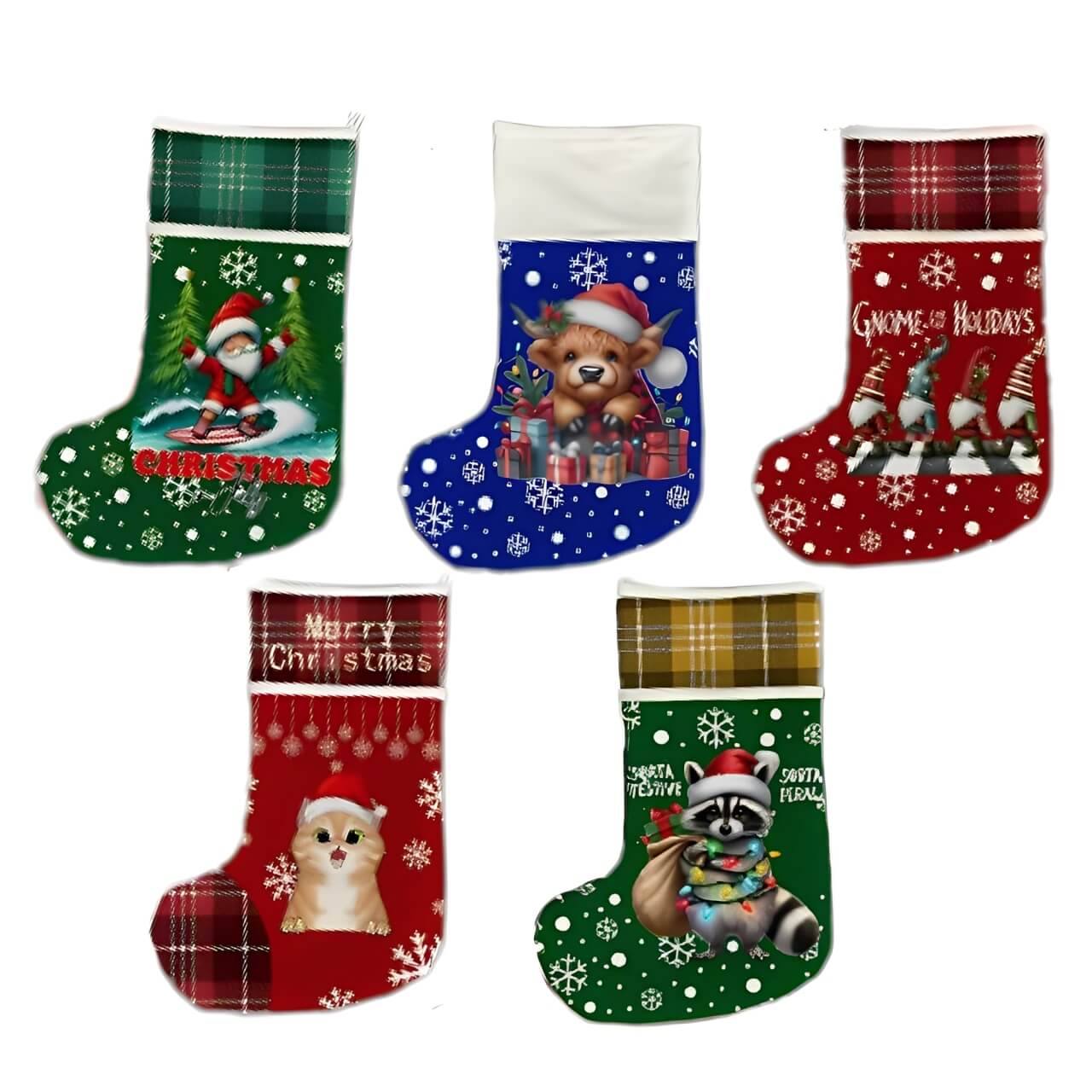 Cotton Linen Christmas Stocking Decorations (5 PCS)