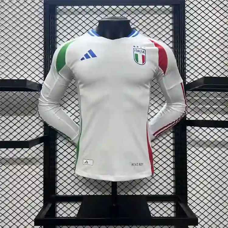 2024 Player Edition Italy Away White Long Sleeve Football Jersey