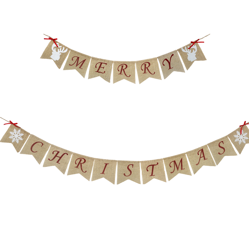 

Merry Christmas Letters Banners Linen Hanging Flags Xmas Bunting Garland, 501 Original