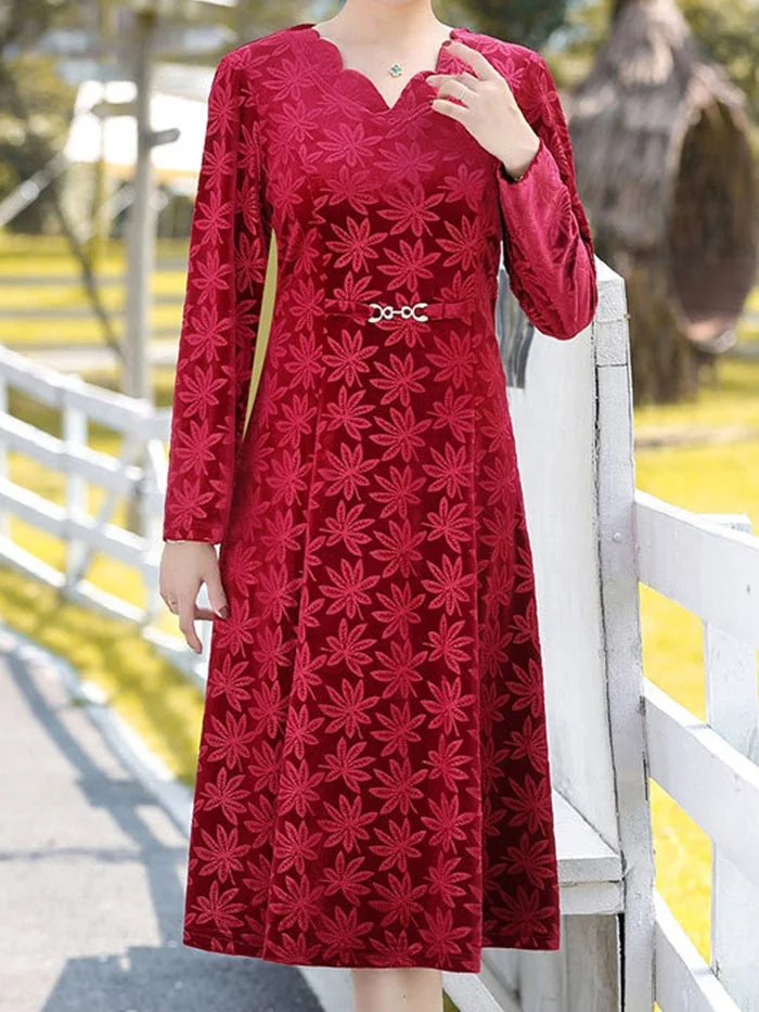 Fashionable Gold Velvet Dress