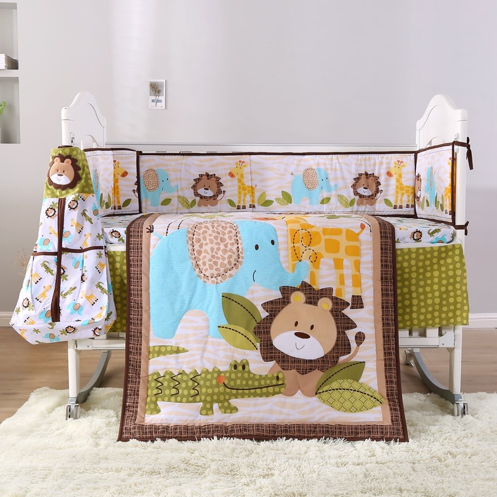 Jungle Bedding Crib Set for Baby Crib Bedding Sets with Diaper Stacker