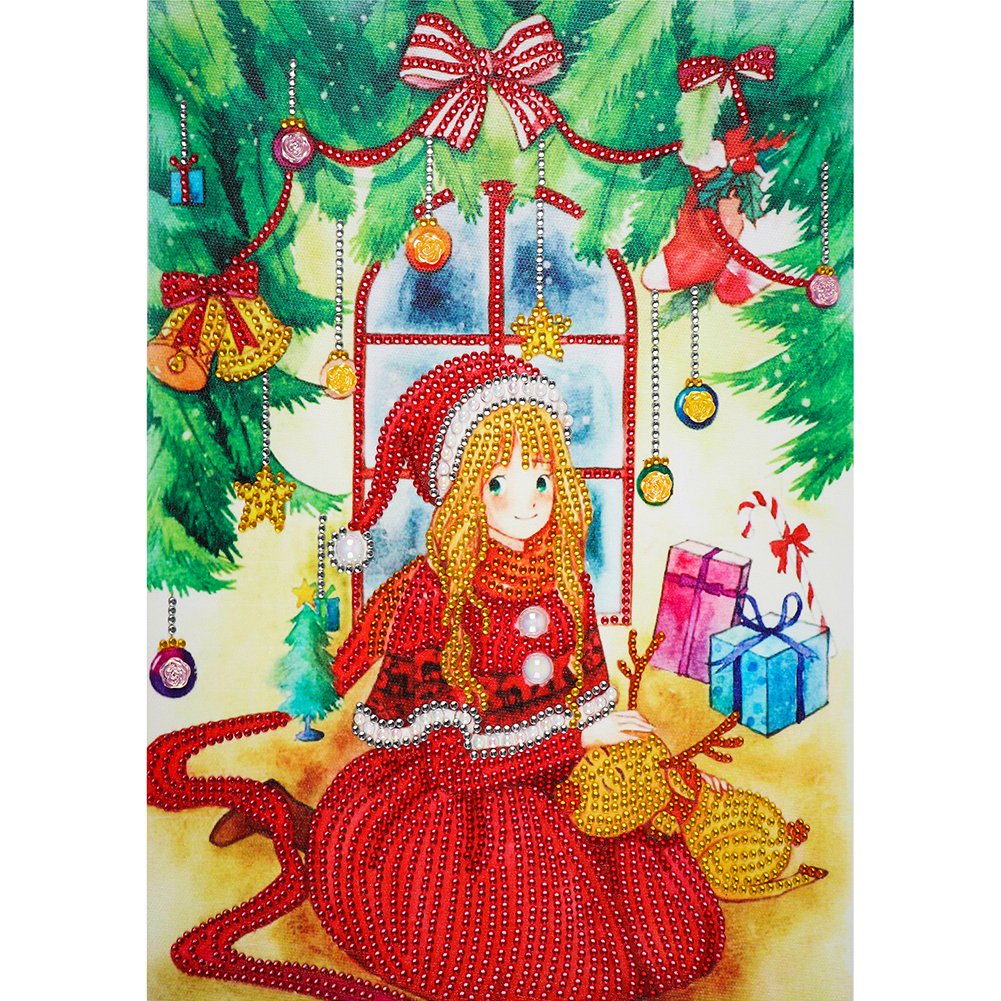 

30*40CM-Special Shaped Diamond Painting-Christmas Girl, 501 Original