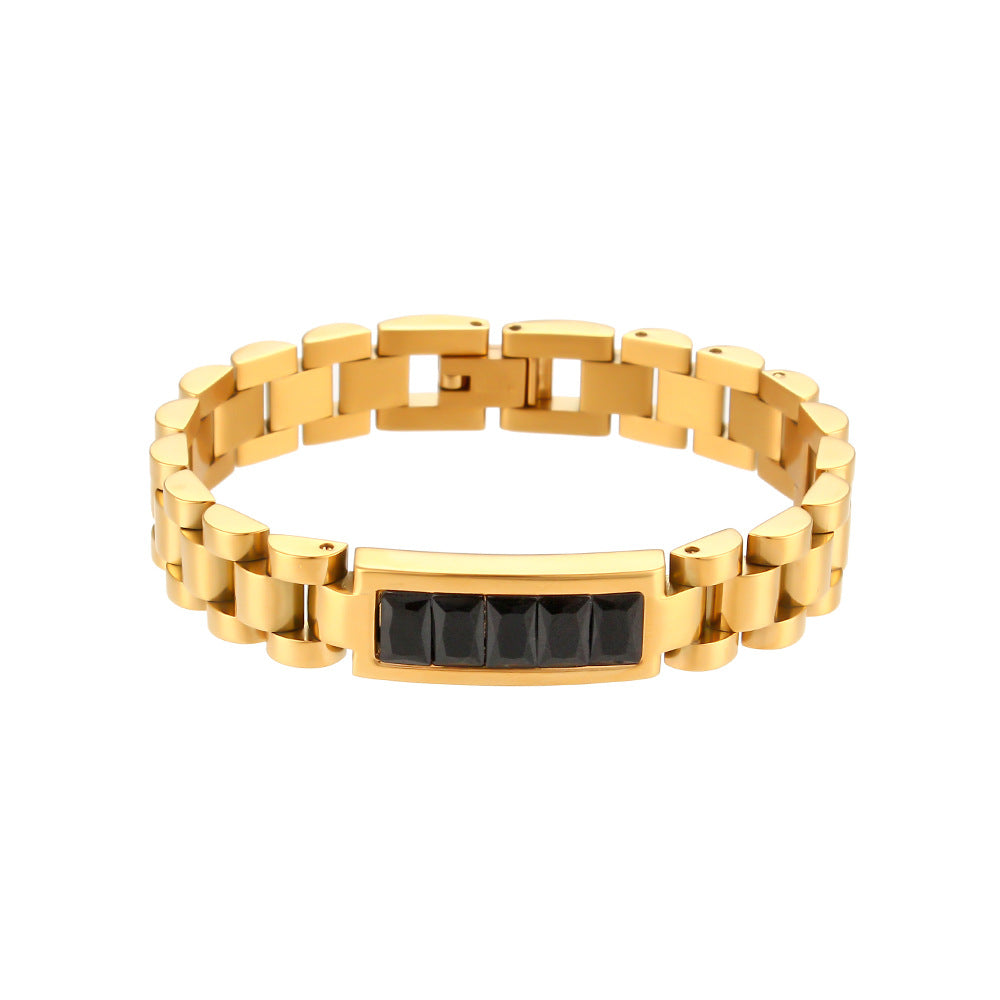 Women Fashion Chain Geometric Stainless Steel 18K Gold Plated Bracelets