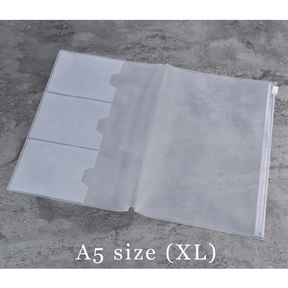 Fromthenon PVC Travelers Notebook Zipper Bag Storage Bag Card Holder Journal Supplies Planner Accessories Cute Stationery