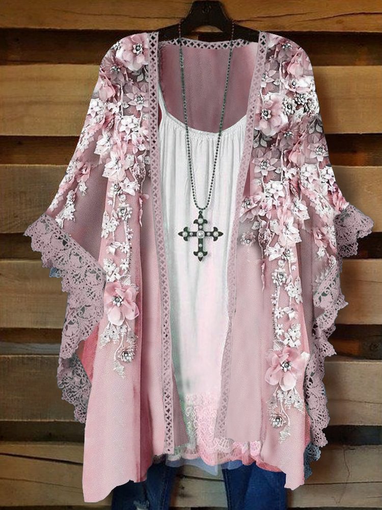 Summer Women's Chiffon Cardigan Lace Print Coat Top Blouses
