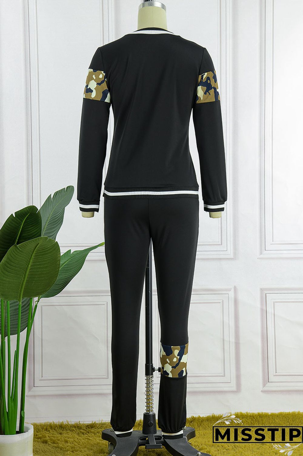 Blue Casual Print Patchwork O Neck Long Sleeve Two Pieces