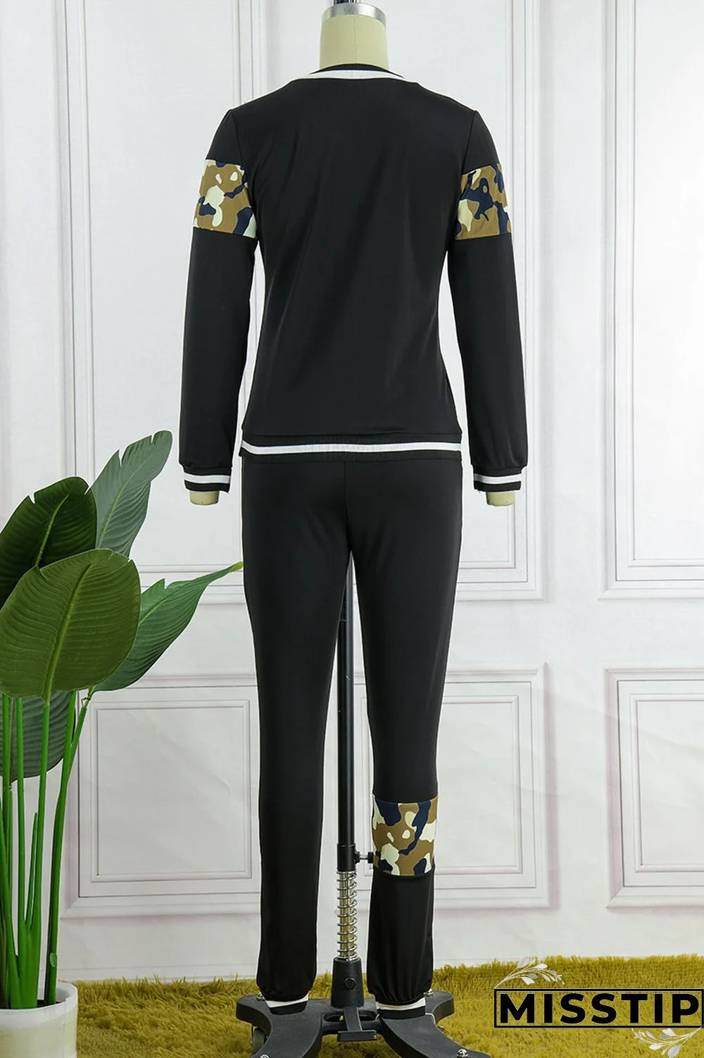 Blue Casual Print Patchwork O Neck Long Sleeve Two Pieces