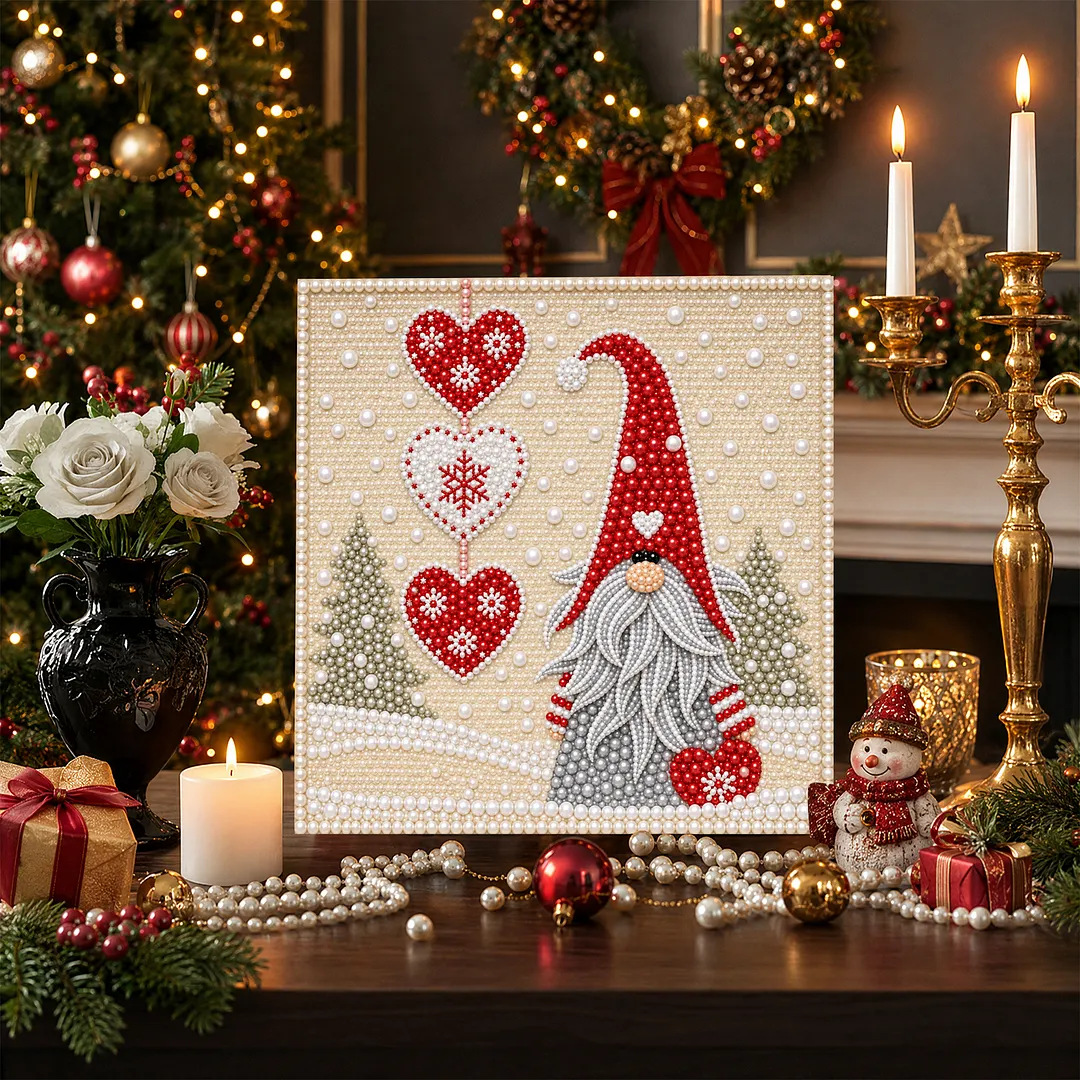 Framed Pearl Painting Kit Gnome 7.87x7.87in