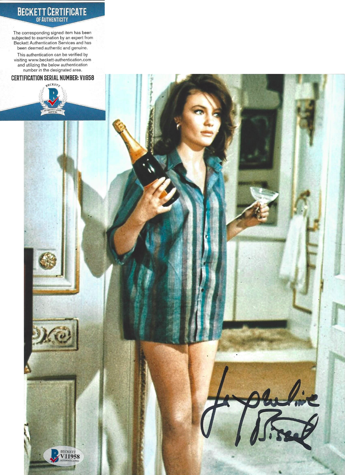 JACQUELINE BISSET SIGNED CASINO ROYALE 8x10 Photo Poster painting B SEXY ACTRESS BECKETT COA BAS