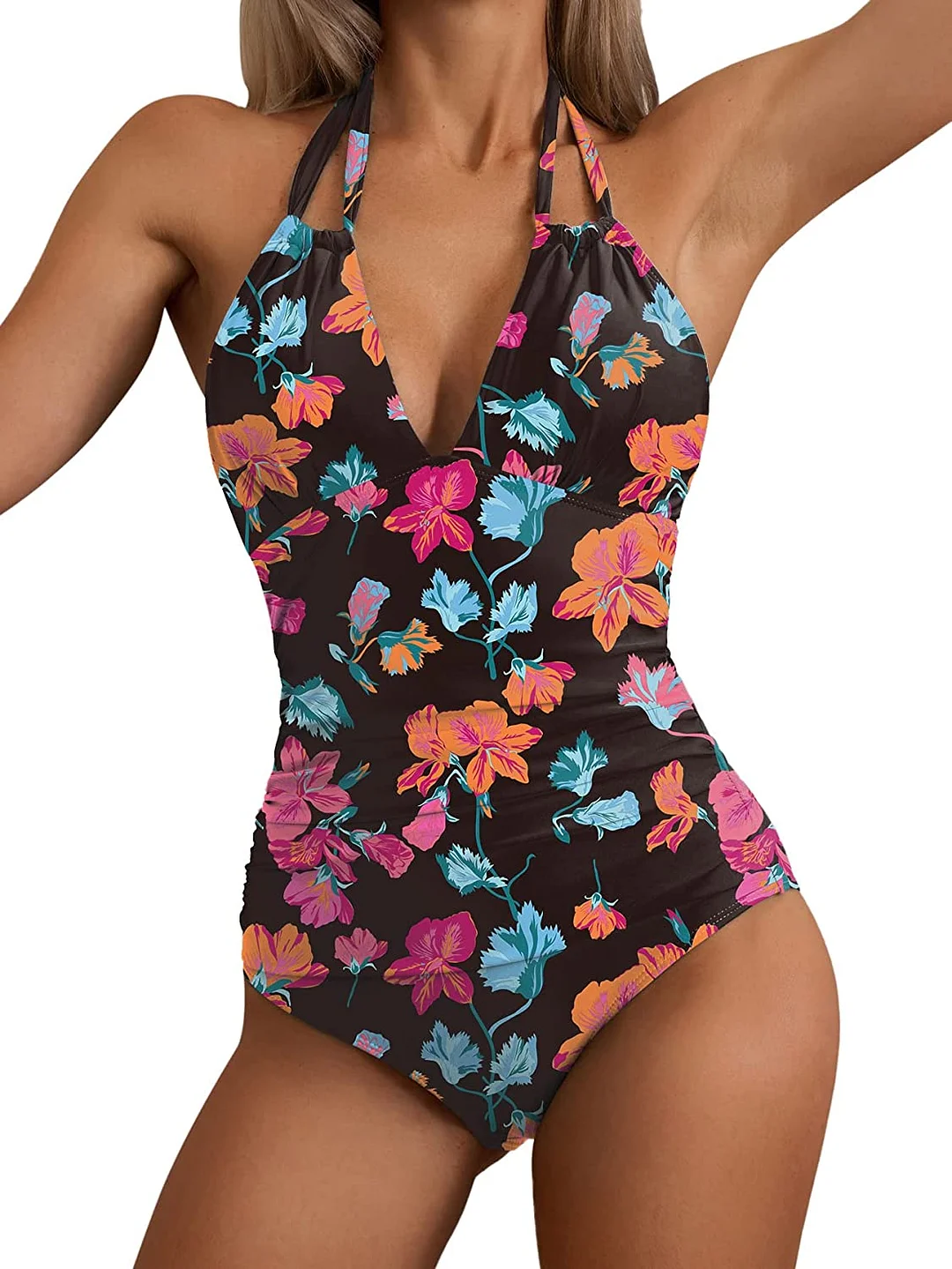 V Neck One Piece Tummy Control Swimsuits