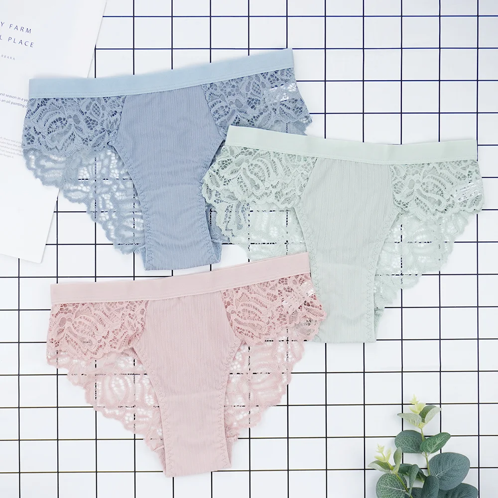 Billionm Fashion Underwear Women Lace Panties Ladies Sexy Seamless Mid Rise Briefs S-XXL Solid Color Panty Female Underwear