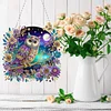 (Upgrade Size)DIY Double Sided Effect Diamond Painting Hanging Pendant Kit (Owl)