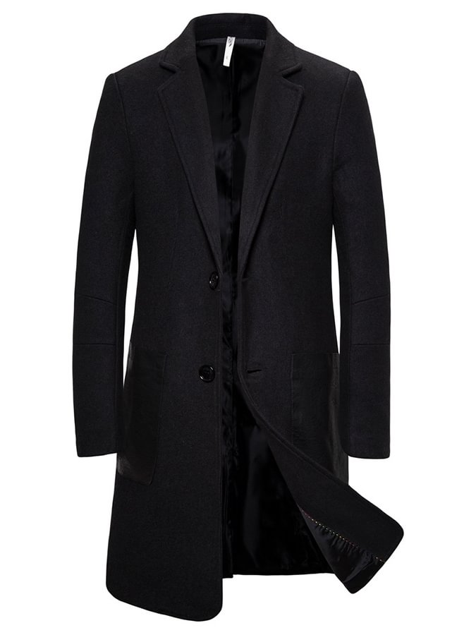 Men's Single-breasted Casual Mid-length Coat