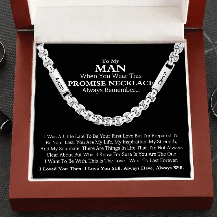 Custom To My Man Promise Necklace Gift Set, Personalized Cuban Link Chain Necklace Gift "You Are My Life"